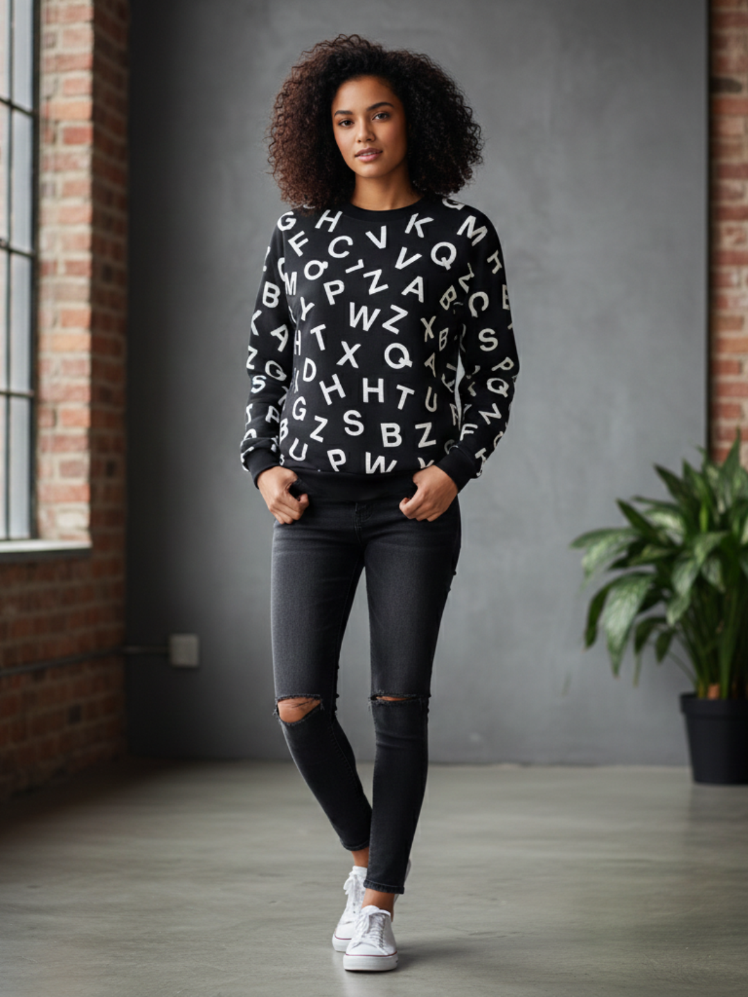 Alphabet Print Sweatshirts for Men and Women