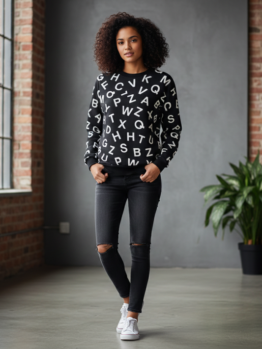 Alphabet Print Sweatshirts for Men and Women