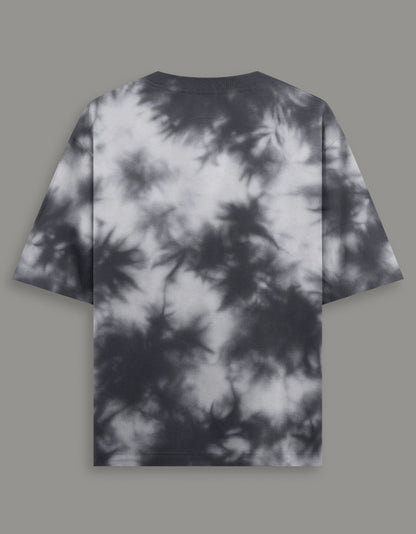 Men & Women Tie Dye Oversized T-Shirt-Black & White Color- White Bear