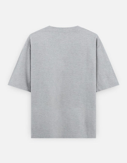 Unisex Oversized Classic Printed T-Shirt-Grey Color-White Bear