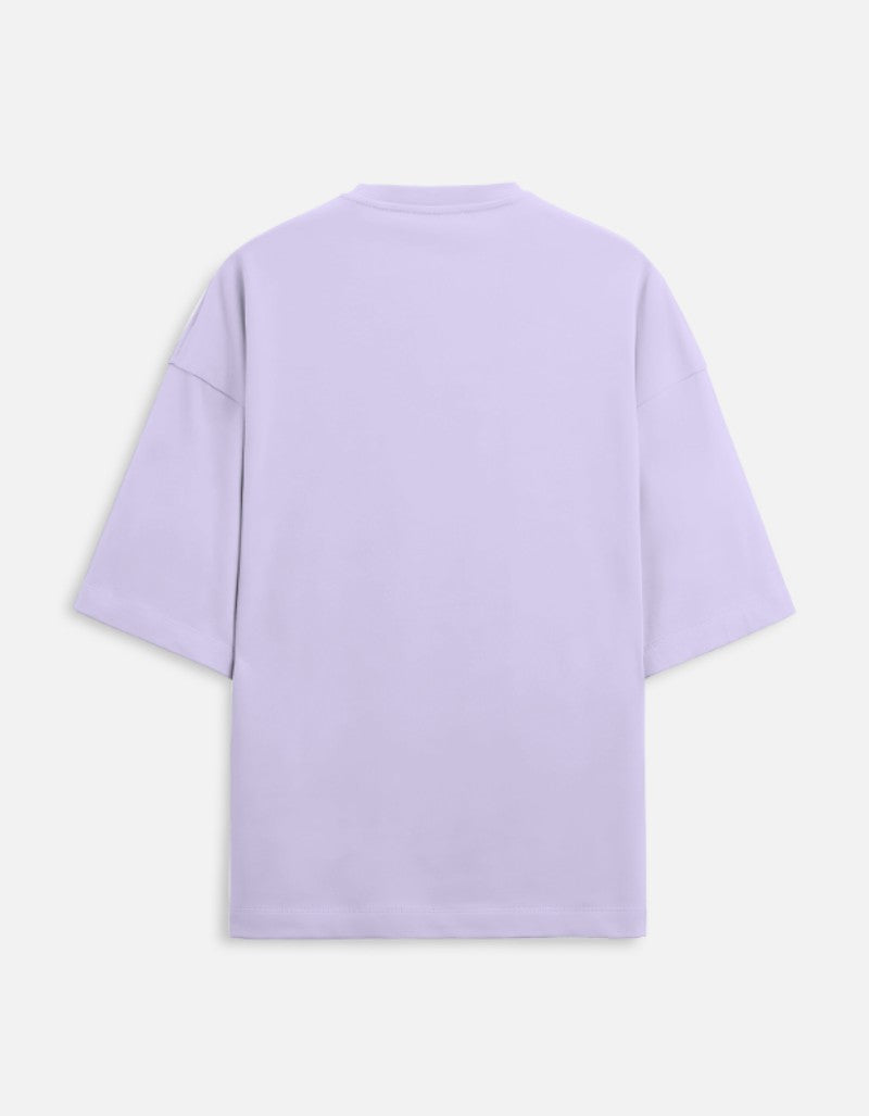 Unisex Terry Oversized Printed T-shirt-Lavender Color-White Bear