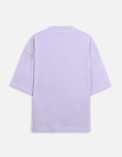 Unisex Terry Oversized Printed T-shirt-Lavender Color-White Bear