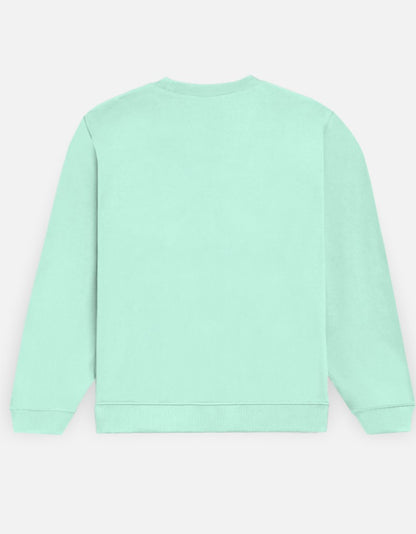 Women Printed Sweatshirt-MInt Color- White Bear