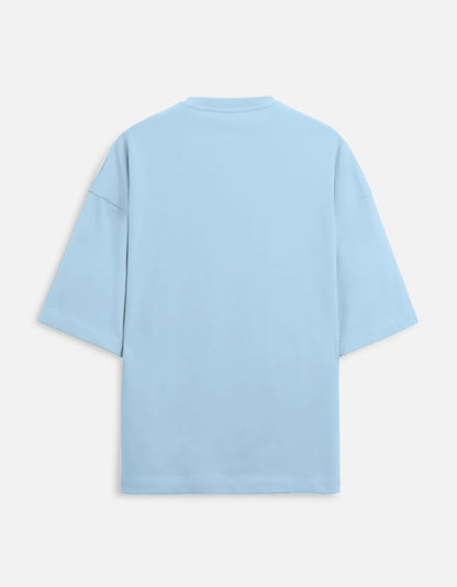 Unisex Terry Oversized Printed T-shirt-Blue Color-White Bear