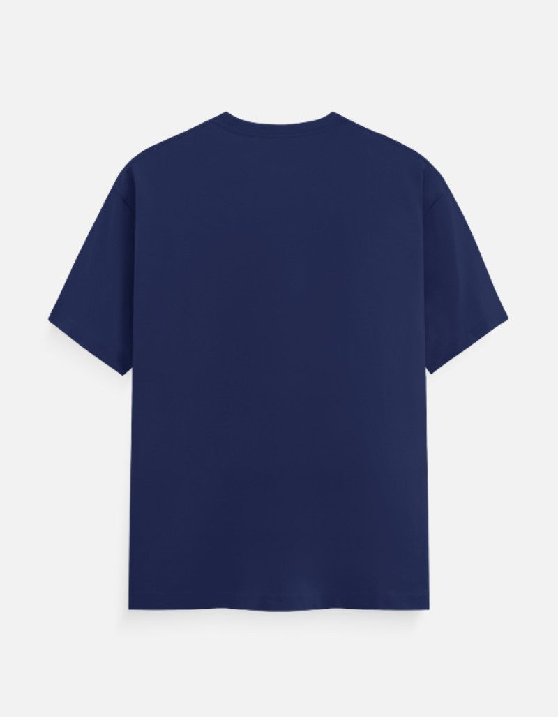 Unisex Classic Crew Printed T-Shirt-Blue Color-White Bear