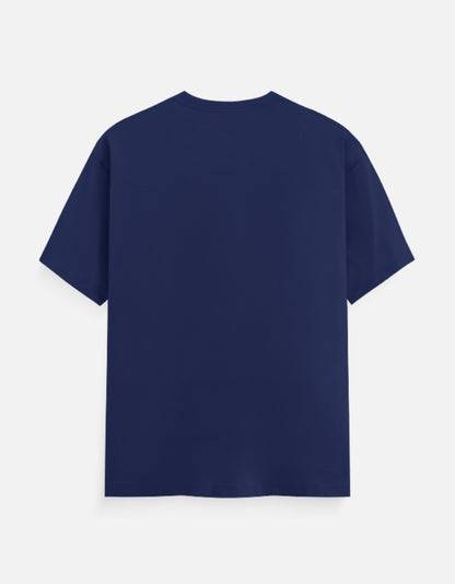 Unisex Classic Crew Printed T-Shirt-Blue Color-White Bear