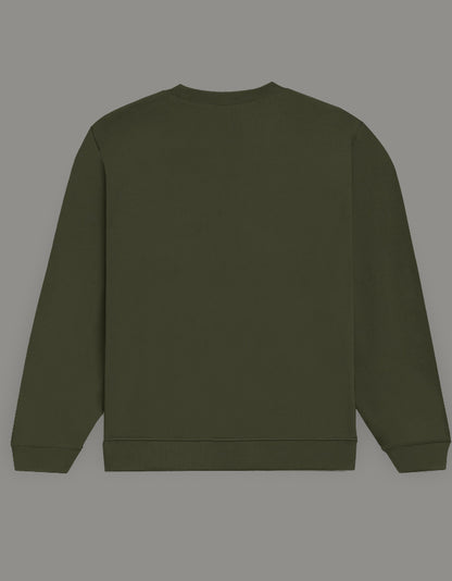 Men & Women Oversized Printed Sweatshirt- Olive Green Color- White Bear