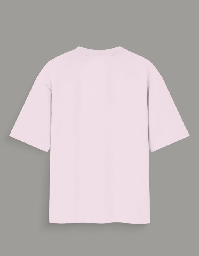 Men & Women Oversized Printed Round Neck T-Shirt-Pink Color-WhiteBear