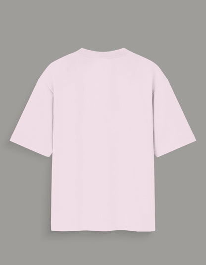 Men & Women Oversized Printed Round Neck T-Shirt-Pink Color-WhiteBear