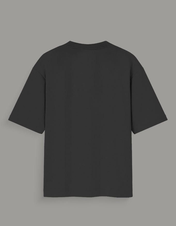 Men & Women Oversized Printed Round Neck T-Shirt-Black Color-WhiteBear