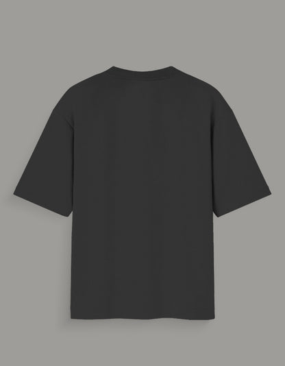 Men & Women Oversized Printed Round Neck T-Shirt-Black Color-WhiteBear