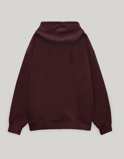 Unisex Oversized Hoodie-Maroon Color-White Bear