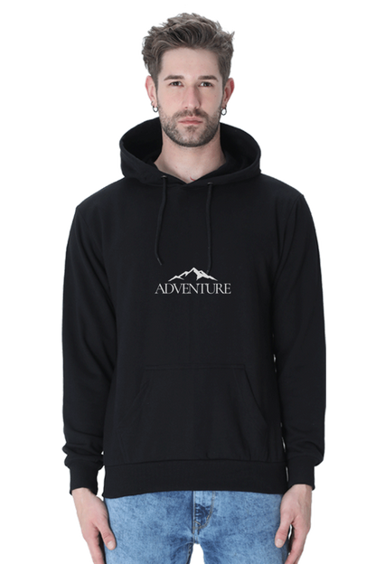 Unisex Full Sleeve Hooded Sweatshirt-Black Color-White Bear