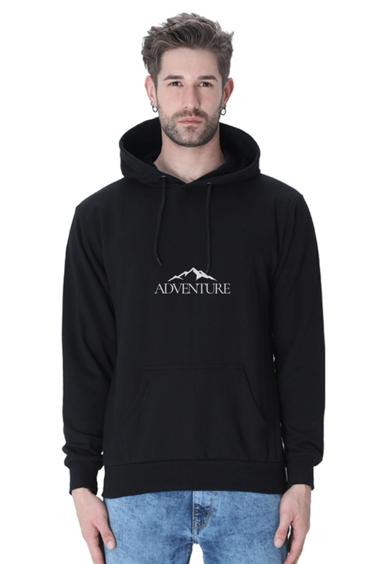 Unisex Full Sleeve Hooded Sweatshirt-Black Color-White Bear