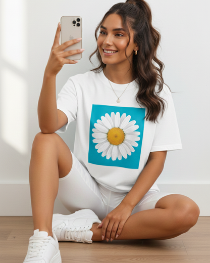 Daisy Flower Graphic T-Shirt_white