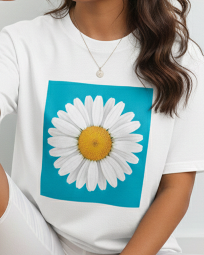Daisy Flower Graphic T-Shirt_white