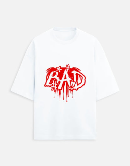 Unisex Terry Oversized Printed T-shirt-White Color-White Bear