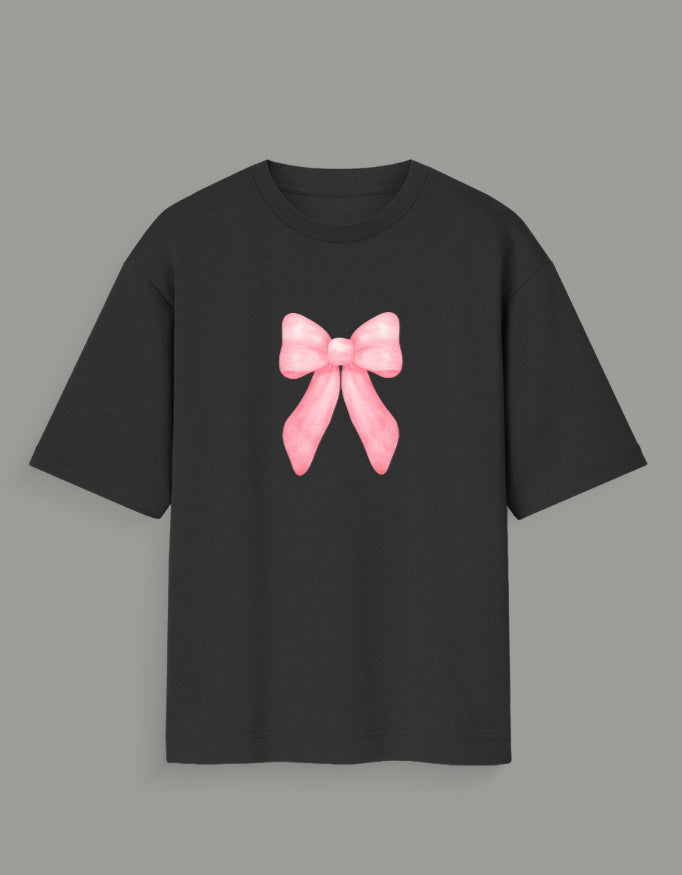 Men & Women Oversized Printed Round Neck T-Shirt-Black Color-WhiteBear