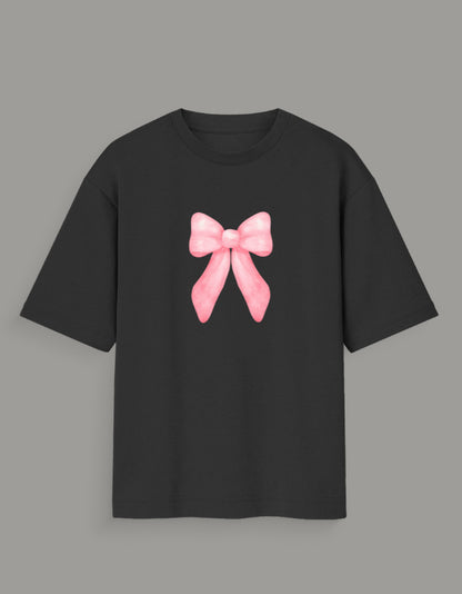Men & Women Oversized Printed Round Neck T-Shirt-Black Color-WhiteBear