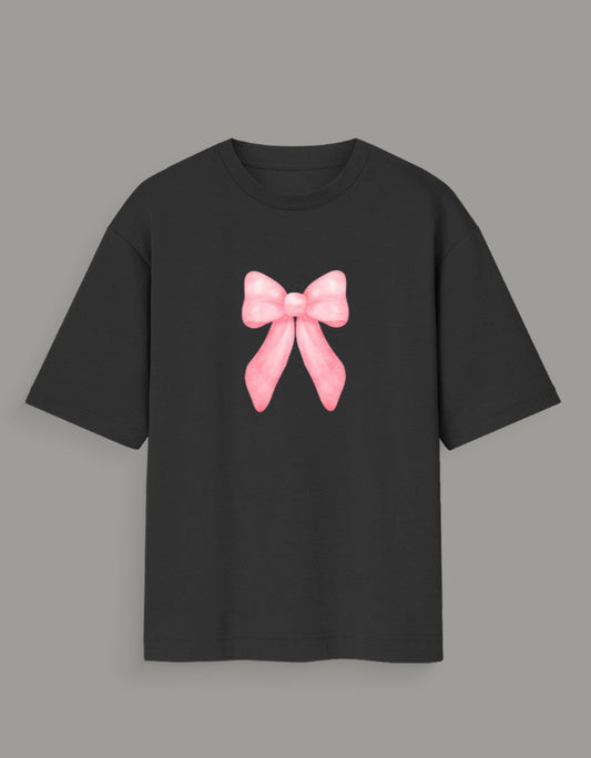 Men & Women Oversized Printed Round Neck T-Shirt-Black Color-WhiteBear