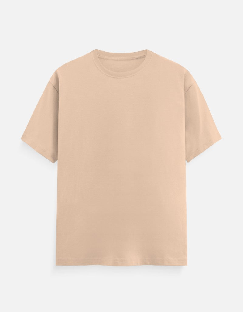 Unisex Classic Crew Solid T-Shirt-Peach Color-White Bear