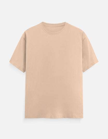 Unisex Classic Crew Solid T-Shirt-Peach Color-White Bear