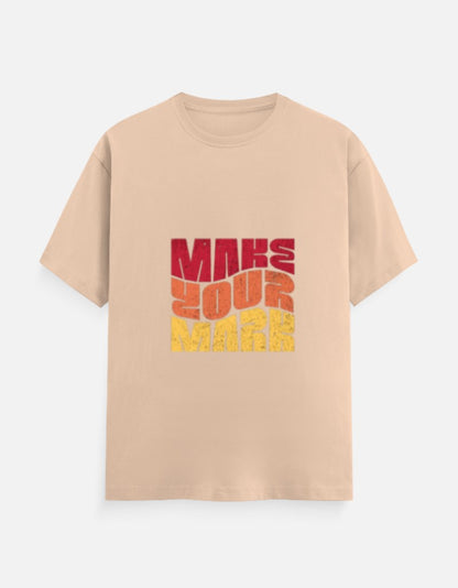 Unisex Classic Crew Printed T-Shirt-Beige Color-White Bear