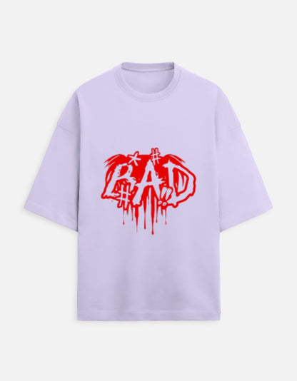 Unisex Terry Oversized Printed T-shirt-Lavender Color-White Bear