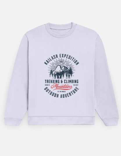 Unisex Printed Sweatshirt-Lavender Color-White Bear