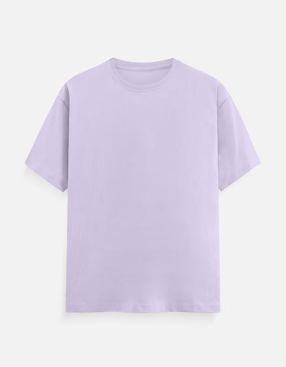 Unisex Classic Crew Solid T-Shirt-Lavender Color-White Bear