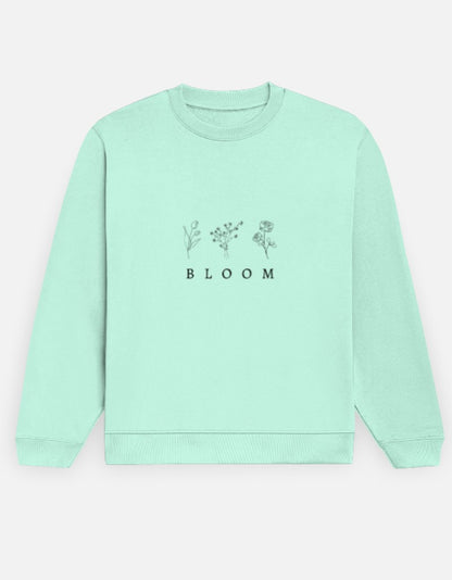 Women Printed Sweatshirt-MInt Color- White Bear