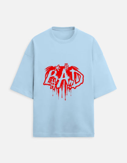 Unisex Terry Oversized Printed T-shirt-Blue Color-White Bear