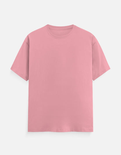 Unisex Classic Crew Solid T-Shirt-PINK Color-White Bear