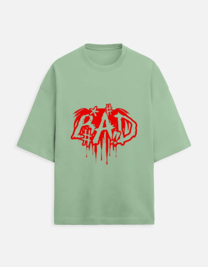 Unisex Terry Oversized Printed T-shirt-Jade Color-White Bear