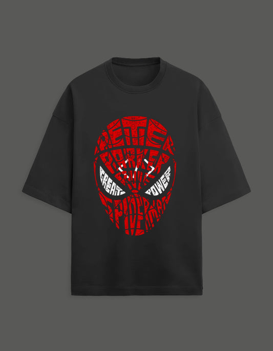Men & Women Terry Printed Oversized Tee-Black Color- White Bear