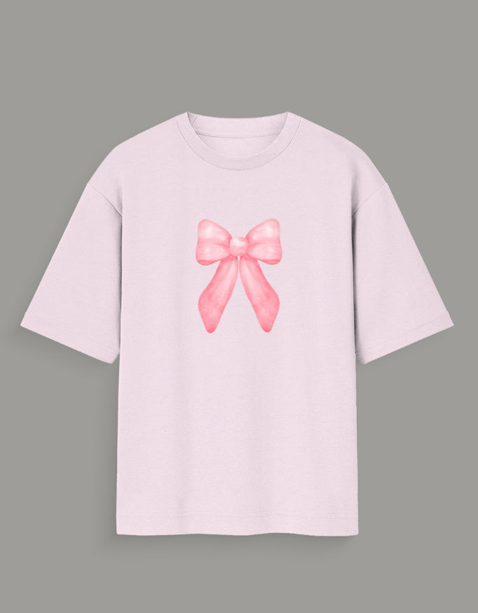 Men & Women Oversized Printed Round Neck T-Shirt-Pink Color-WhiteBear