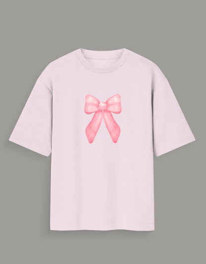 Men & Women Oversized Printed Round Neck T-Shirt-Pink Color-WhiteBear