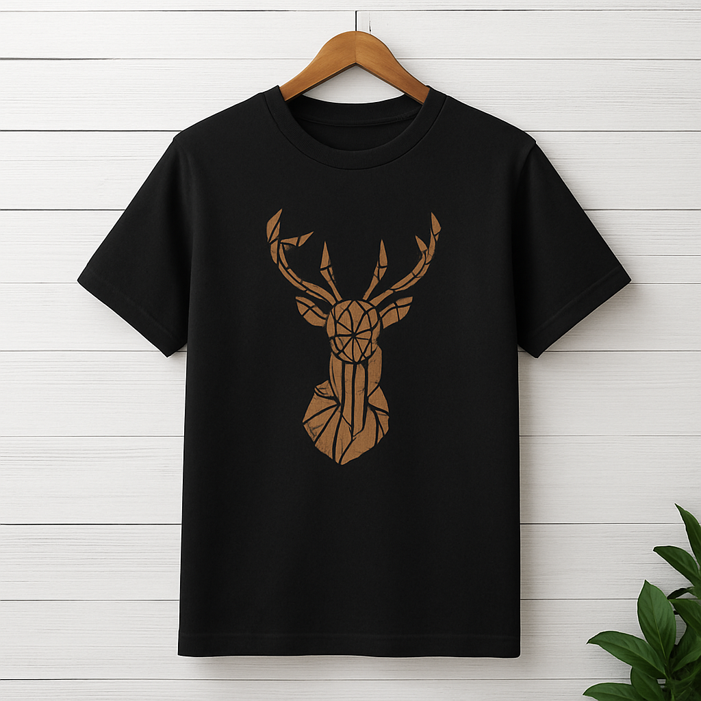 Men & Women Classic Crew Printed T-Shirt - Black Color- White Bear