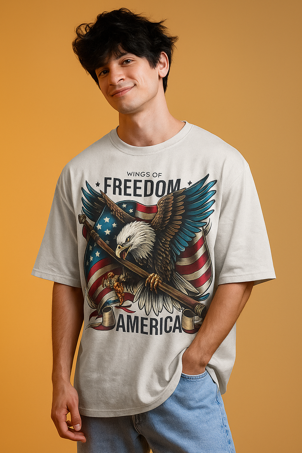Unisex Oversized Classic Printed T-Shirt-White Color-White Bear
