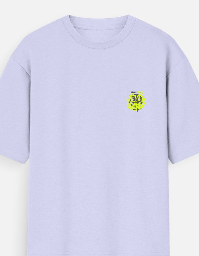 Unisex Oversized Standard Printed T-Shirt- Lavender Color- White Bear