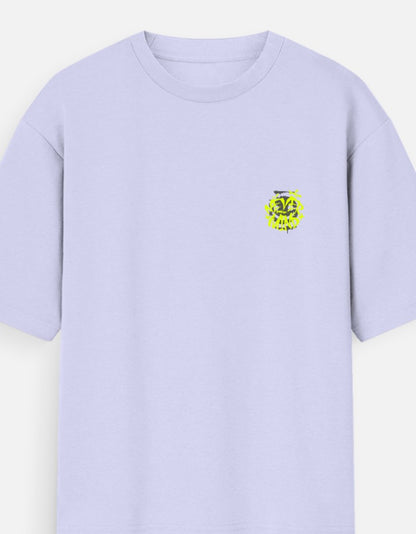 Unisex Oversized Standard Printed T-Shirt- Lavender Color- White Bear