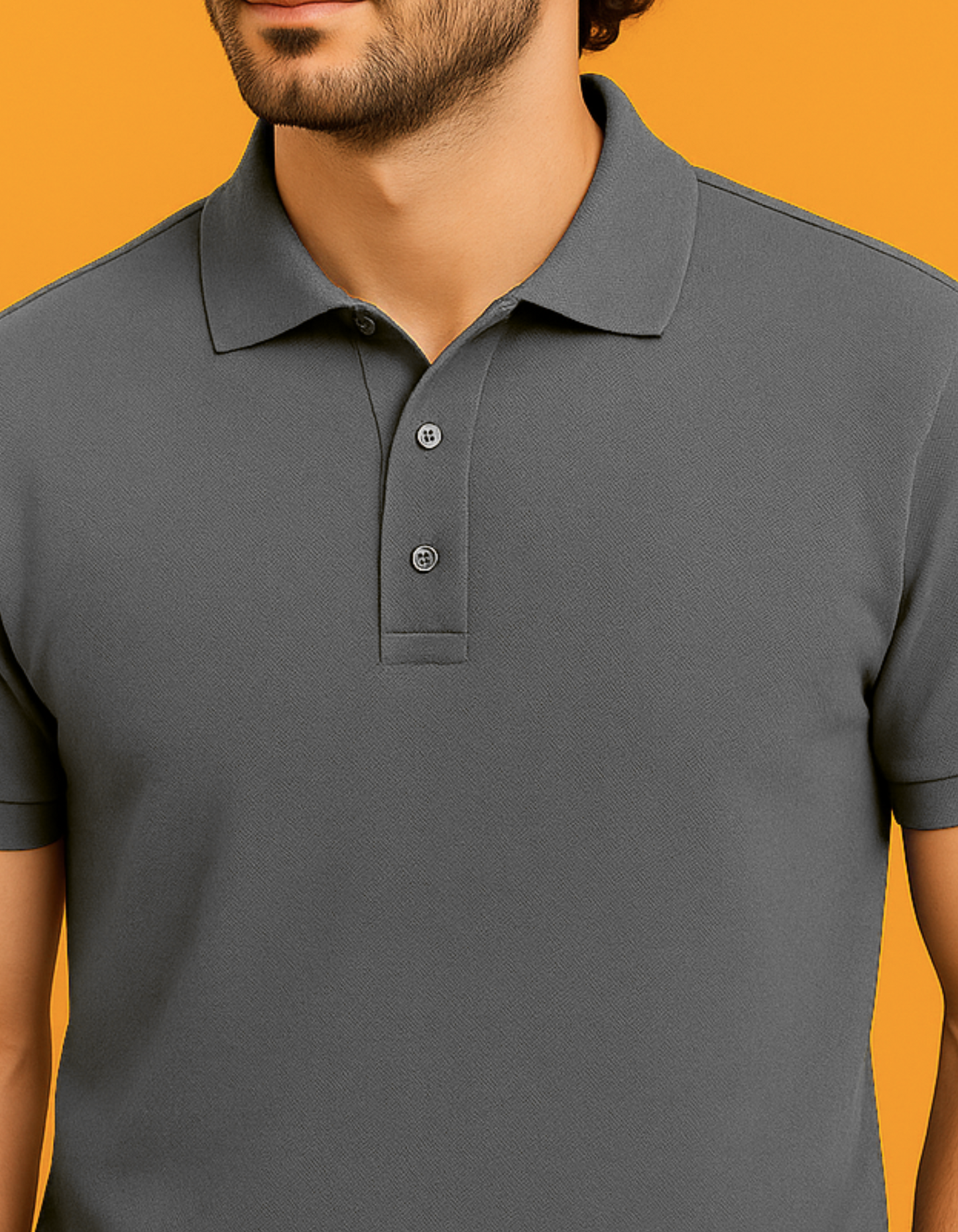 Men Solid Polo Neck T-Shirt-grey color