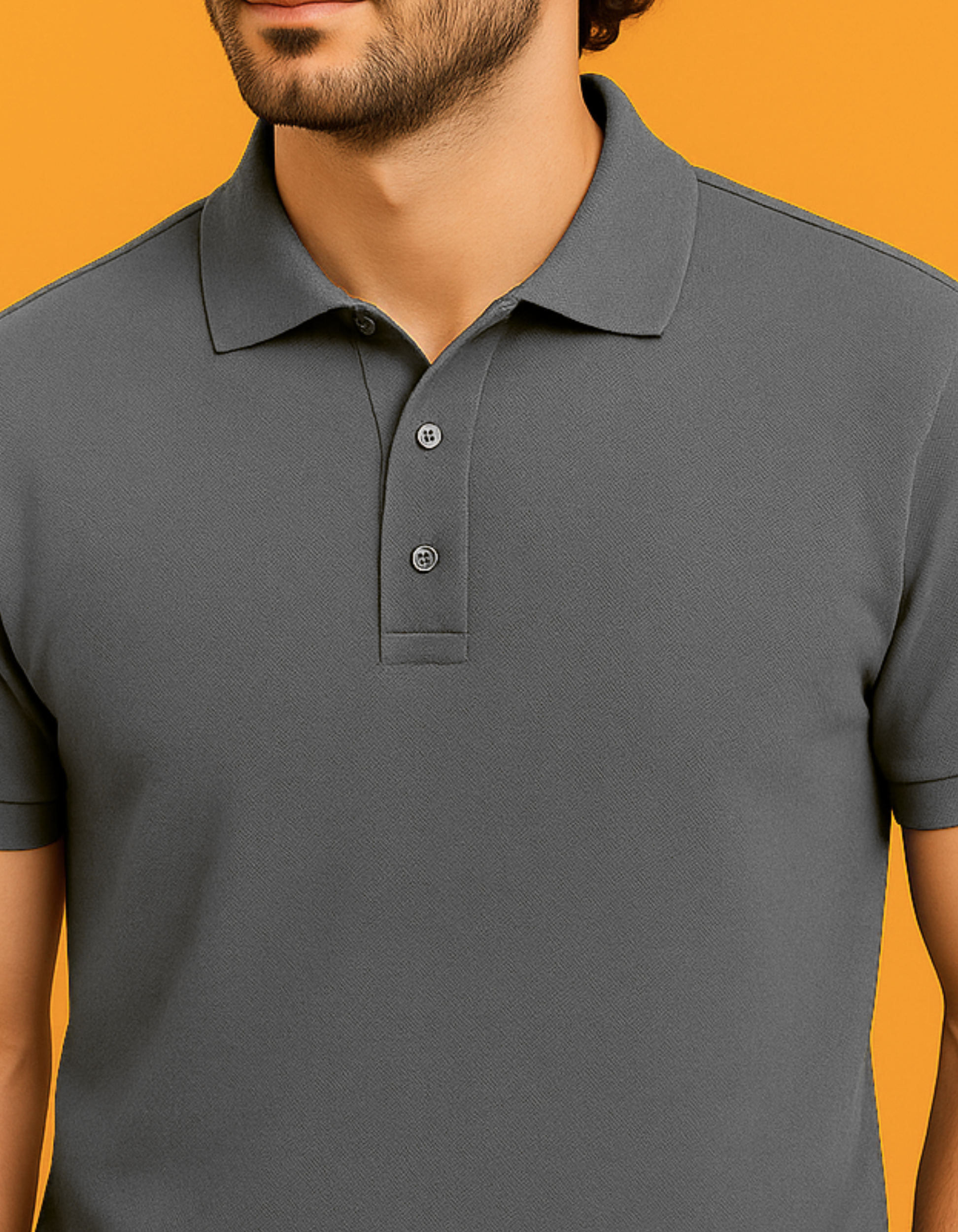 Men Solid Polo Neck T-Shirt-grey color