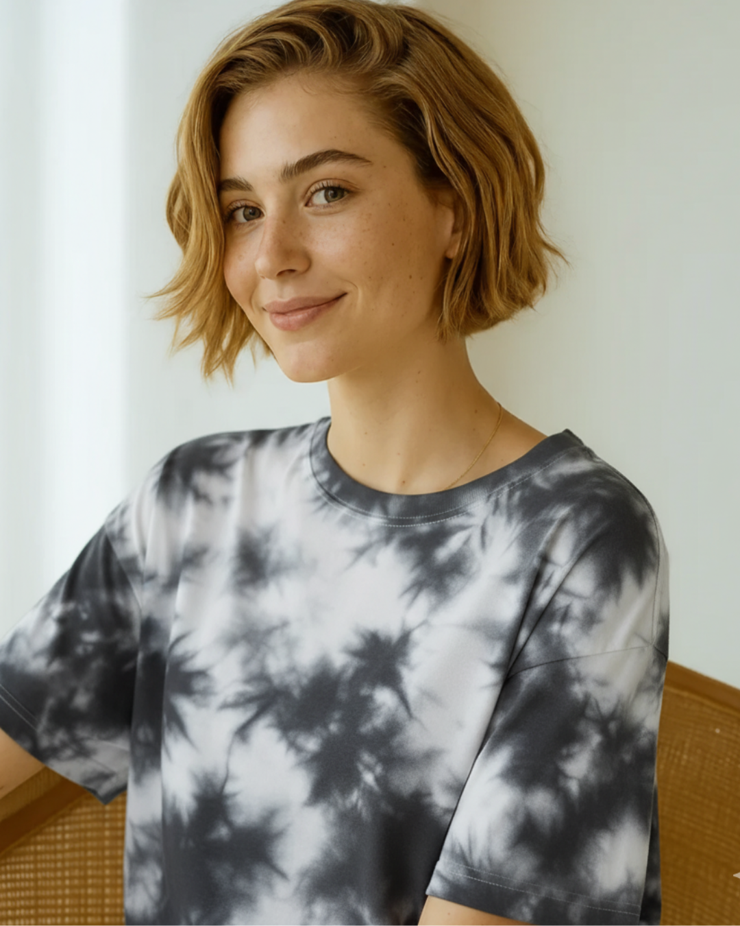 Men_Wom1Men & Women Tie Dye Oversized T-Shirt-black- White Bear