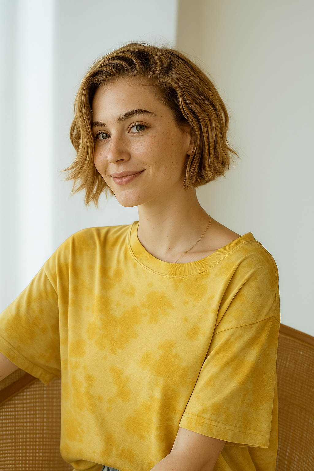 Men & Women Tie Dye Oversized T-Shirt-Yellow Color- White Bear