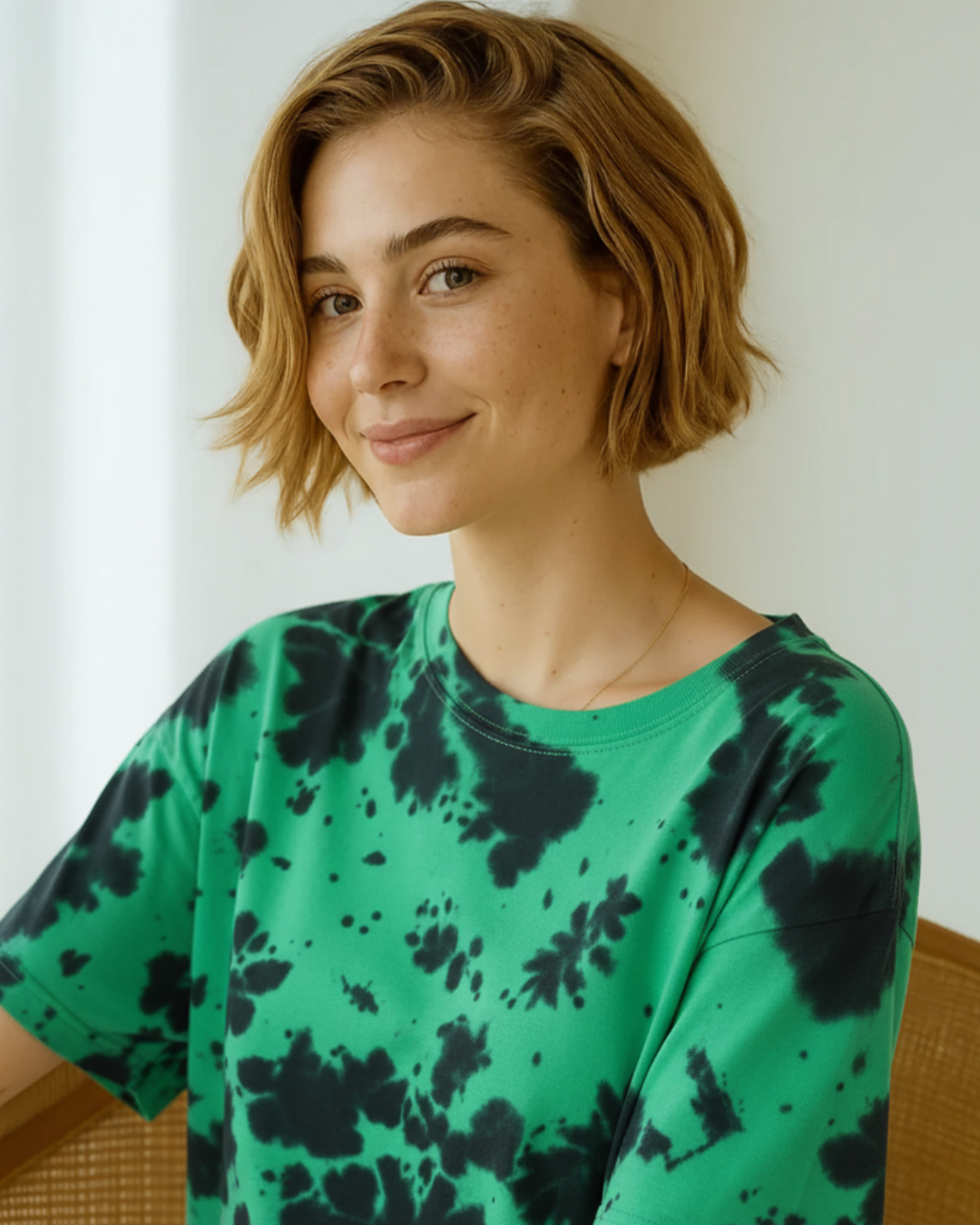 Men & Women Tie Dye Oversized T-Shirt-green - White Bear