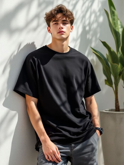 Men_s_classic_crew_neck_t-shirt_in_black_front_view_White_Bear_solid_tee