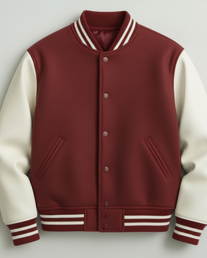 Mens-Classic-Varsity-Jacket-maroon-White-Outerwear