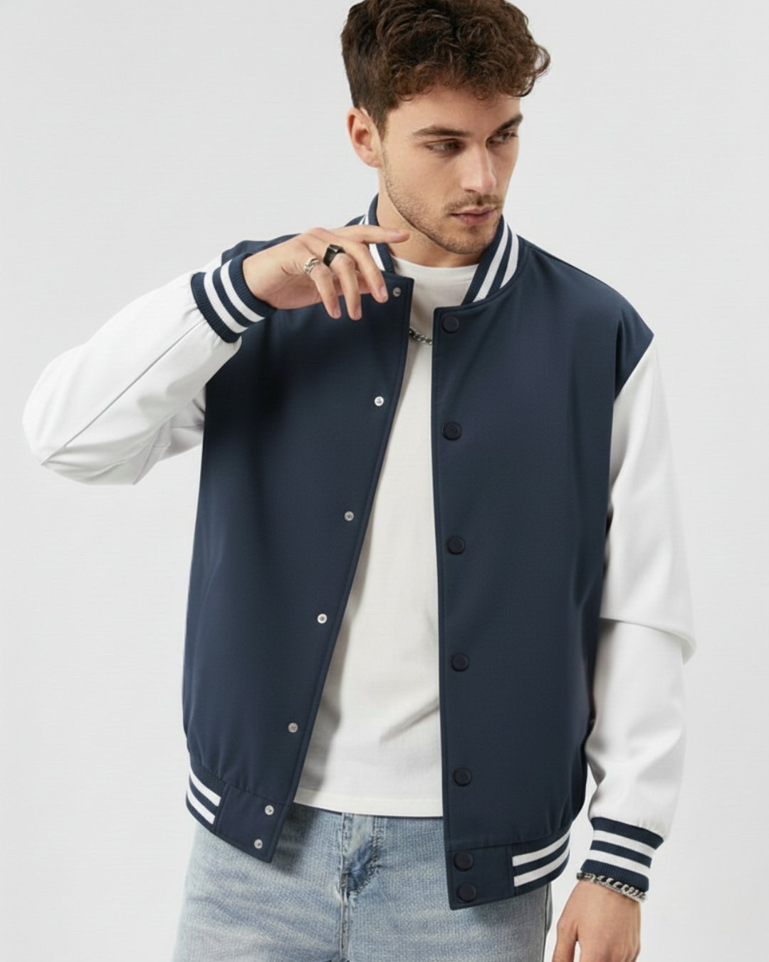 Mens-Classic-Varsity-Jacket-navy blue-White-Outerwear