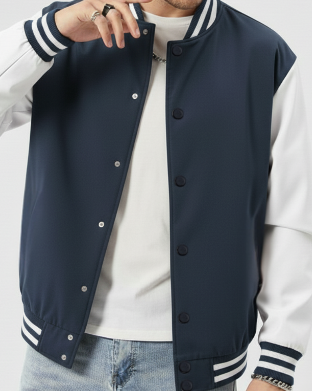 Mens-Classic-Varsity-Jacket-navy blue-White-Outerwear